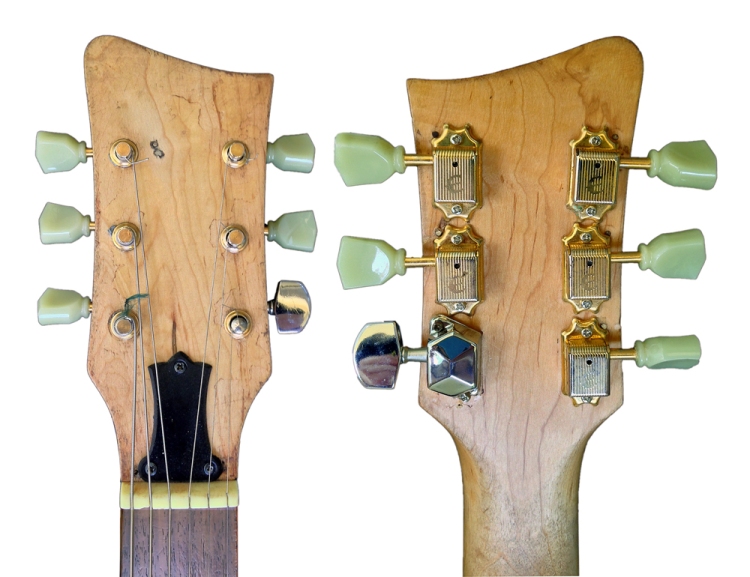 Front (left) and rear (right) views of the First Act headstock.